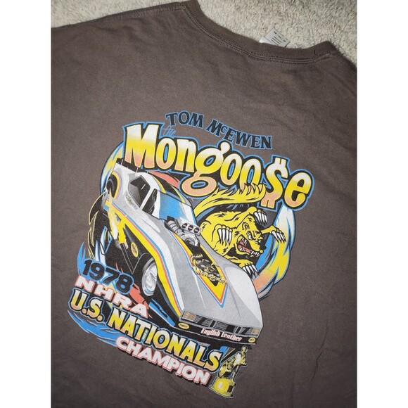 Vintage Tom McEwen Mongoose NHRA T-Shirt 1978 U.S. Nationals Champion Brown 3XL - Picture 1 of 4